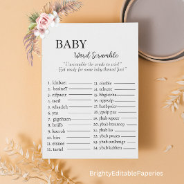 Baby Word Scramble Challenge Notitiekaartje