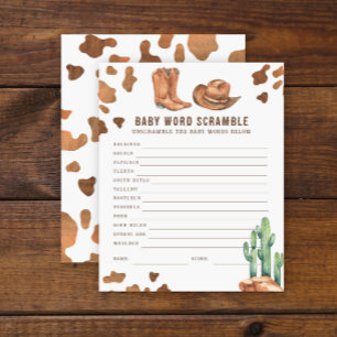 Baby Word Scramble Cowboy Baby shower