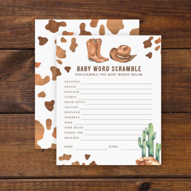 Baby Word Scramble Cowboy Baby shower (Creator heeft geüpload)