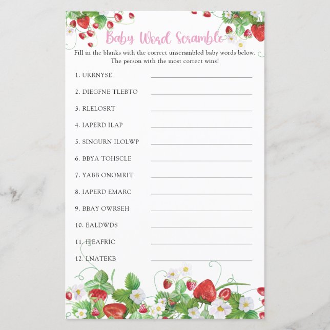 Baby Word Scramble Game | Aardbei Berry Sweet (Voorkant)