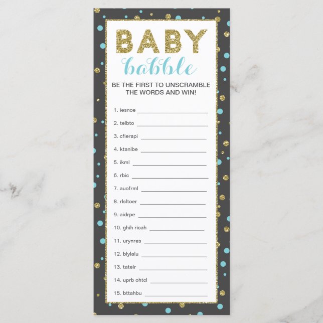 Baby Word Scramble Game, Gold Safari, 25-pack (Voorkant)