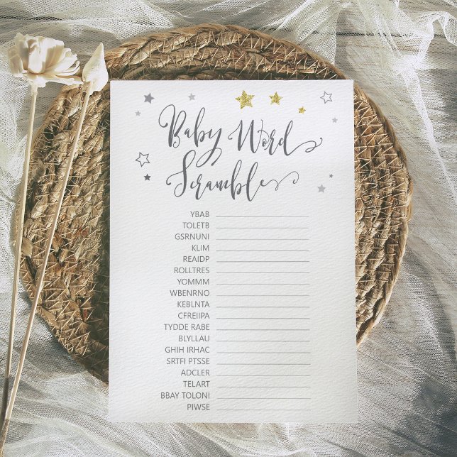 Baby Word Scramble Gender Neutral Gold Shower Game (Creator heeft geüpload)