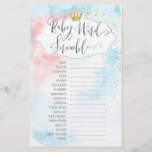 Baby Word Scramble Gender onthullen Gold Showgame (Voorkant)