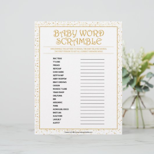 Baby Word Scramble [Golden Sparkles] Briefhoofd (Staand voorkant)