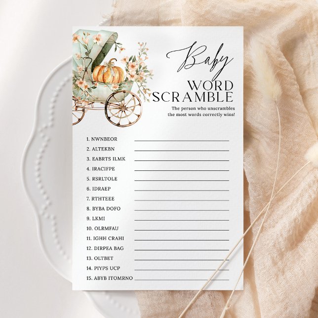 Baby Word Scramble Herfst Pompoen Baby shower Spel (Creator heeft geüpload)