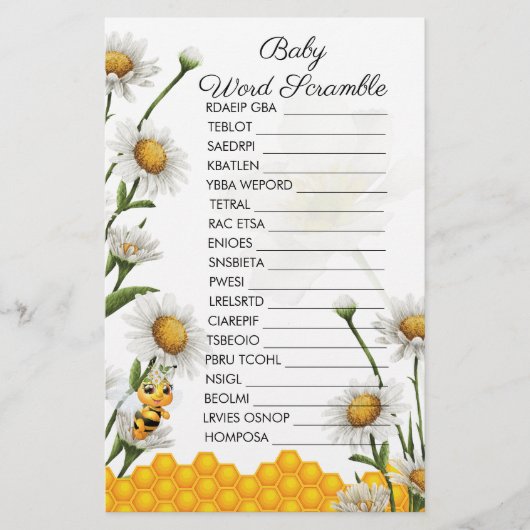 Baby Word Scramble Mama Theme Honingraat (Voorkant)