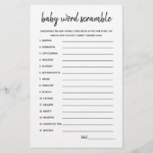 Baby Word Scramble Minimalist Baby shower Game (Voorkant)