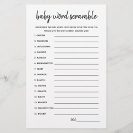 Baby Word Scramble Minimalist Baby shower Game
