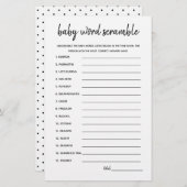Baby Word Scramble Minimalist Baby shower Game (Voorkant / Achterkant)