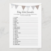 Baby Word Scramble Moderne Baby Olifant Kaart (Voorkant)