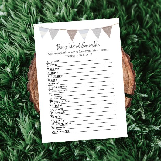 Baby Word Scramble Moderne Baby Olifant Kaart