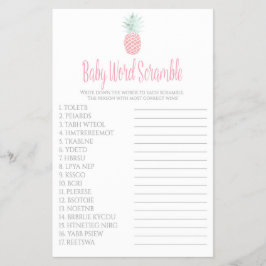 Baby Word Scramble Pineapple Baby shower Game Flyer