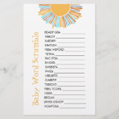 Baby Word Scramble Retro Boho Sun Baby shower spel (Voorkant)