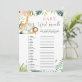 Baby Word Scramble Safari baby shower spel Kaart (Staand voorkant)
