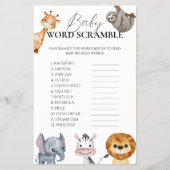 Baby Word Scramble Safari Dieren spel Flyer (Voorkant)
