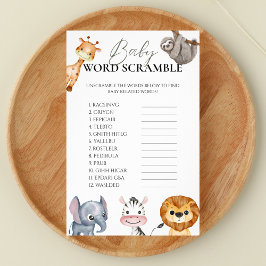 Baby Word Scramble Safari Dieren spel Flyer