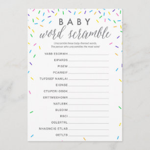 Baby Word Scramble Shower Game Card - Spruiters Programmakaart