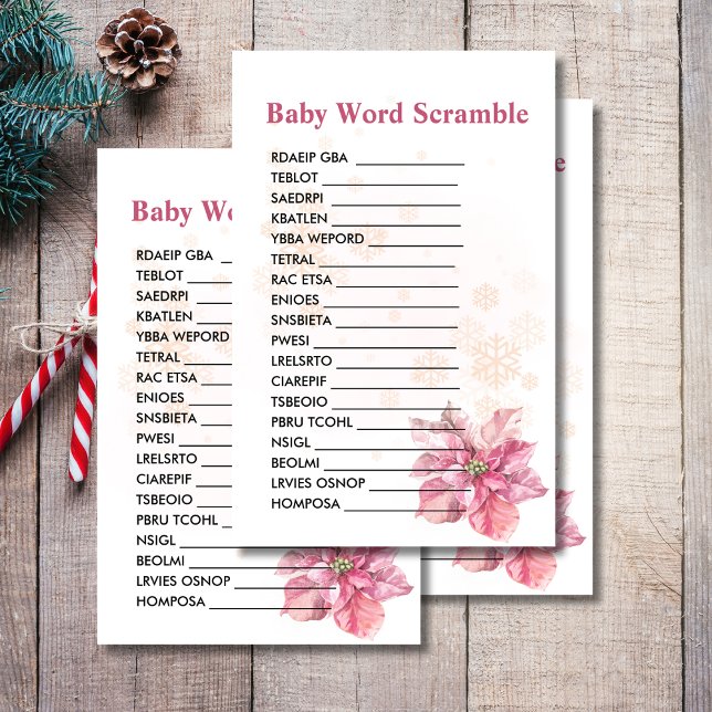 Baby Word Scramble Sneeuwvlok roze poinsettia (Creator heeft geüpload)