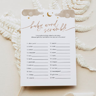 Baby Word Scramble Twinkle Star Baby shower Game Kaart