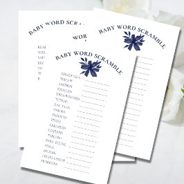 Baby Word Scramble Waterverf Navy Blue Floral