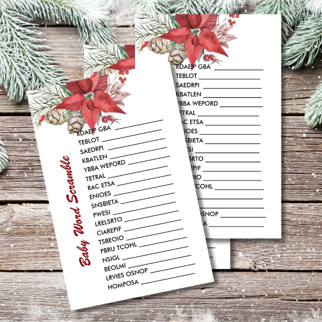 Baby Word Scramble winter baby in bloei poinsettia (Creator heeft geüpload)