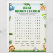 Baby Word Search Baby shower Game [Dierthema] Briefhoofd (Voorkant / Achterkant)