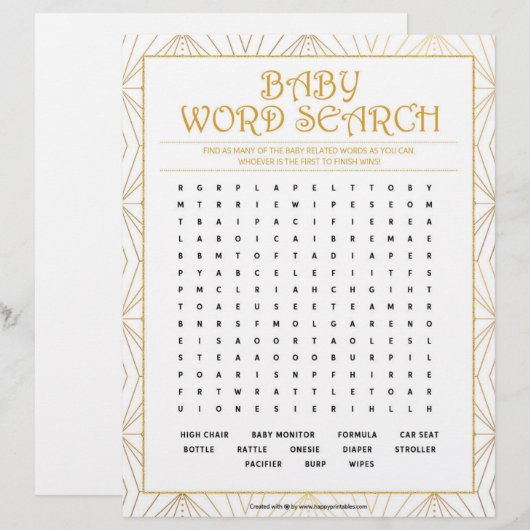 Baby Word Search [Golden Lines] Briefhoofd (Voorkant / Achterkant)