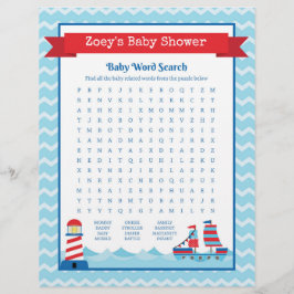 Baby Word Search Nautical Theme Baby shower