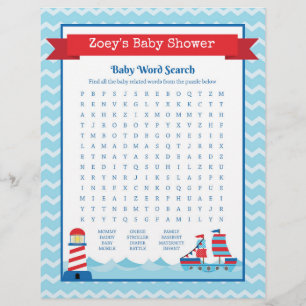 Baby Word Search Nautical Theme Baby shower