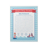Baby Word Search Nautical Theme Baby shower Game Notitieblok (Linkerzijde)