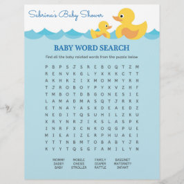 Baby Word Search Rubber Duck Baby shower Game