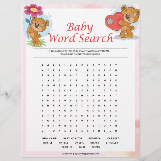 Baby Word Search [Teddy Bears] Briefhoofd (Voorkant)