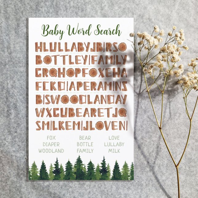 Baby Word Search Woodland Baby shower Games (Creator heeft geüpload)