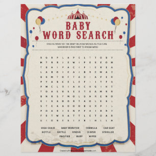 Baby Word Zoeken [Circus Theme] Briefhoofd