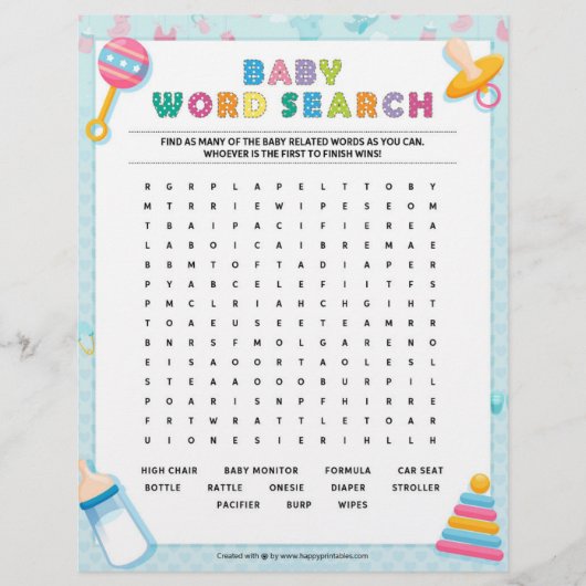 Baby Word-zoekopdracht [Baby blauw] Briefhoofd (Voorkant)