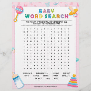 Baby Word-zoekopdracht [Baby roze] Briefhoofd