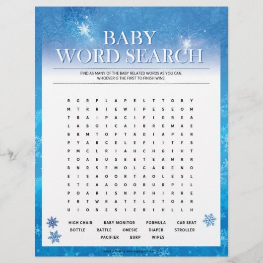 Baby Word-zoekopdracht [Sneeuwblauw] Briefhoofd (Voorkant)