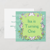 Baby wordt één verjaardag uitgenodigd kaart (Voorkant / Achterkant)