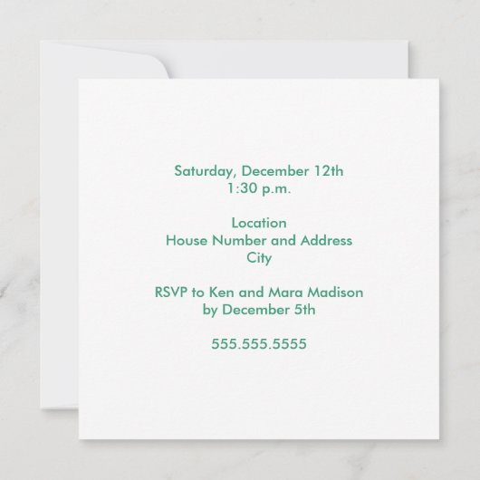 Baby wordt één verjaardag uitgenodigd kaart (Achterkant)