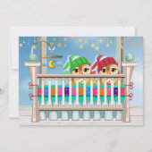 Baby x 2 Lucky You! uitnodiging voor tweeling (Voorkant)