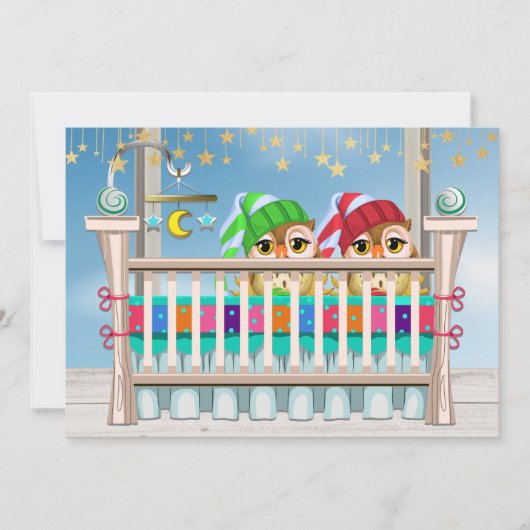 Baby x 2 Lucky You! uitnodiging voor tweeling (Voorkant)