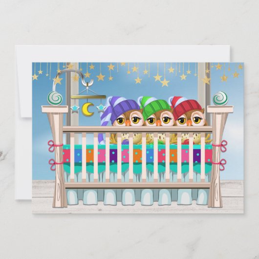 Baby x 3 - YIPPEE! Baby-uitnodiging Kaart (Voorkant)