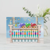 Baby x 3 - YIPPEE! Baby-uitnodiging Kaart (Staand voorkant)