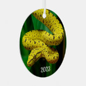 Baby Yellow Phase Green Tree Python Snake Metalen Ornament (Voorkant Rechts)