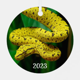 Baby Yellow Phase Green Tree Python Snake Metalen Ornament
