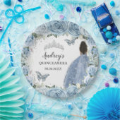 Baby Zachte Blauwe Bloemenvlinders Bruine Prinses Papieren Bordje (Feest)