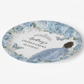 Baby Zachte Blauwe Bloemenvlinders Bruine Prinses Papieren Bordje (Gekanteld)