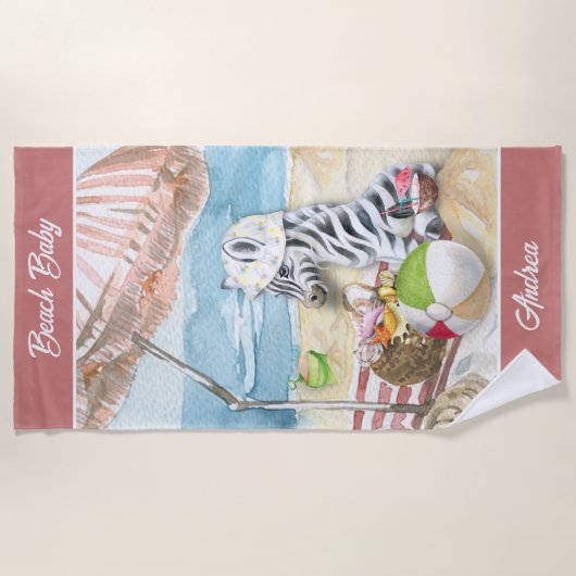 Baby Zebra Aangepaste beach Blanket Strandlaken (Voorkant)