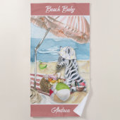 Baby Zebra Aangepaste beach Blanket Strandlaken (Voorkant)