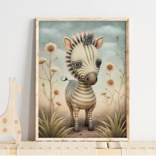 Baby Zebra Afrikaans Dier   Zebra Muurprint Poster